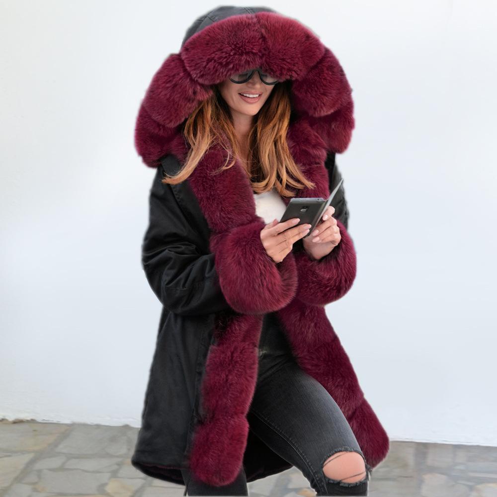 Autumn and winter coat camouflage plush fur collar warm coat jacket