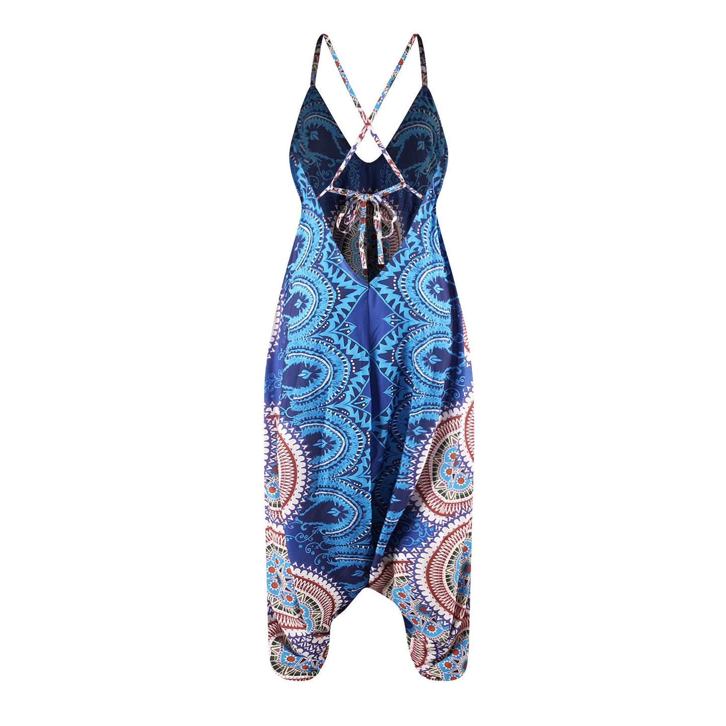 Loose Digital Print Women's Casual Open Back Sexy Jumpsuit