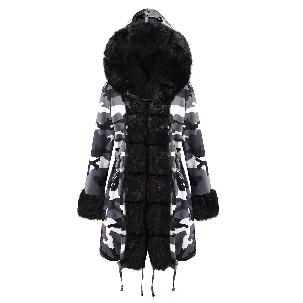 Autumn and winter coat camouflage plush fur collar warm coat jacket