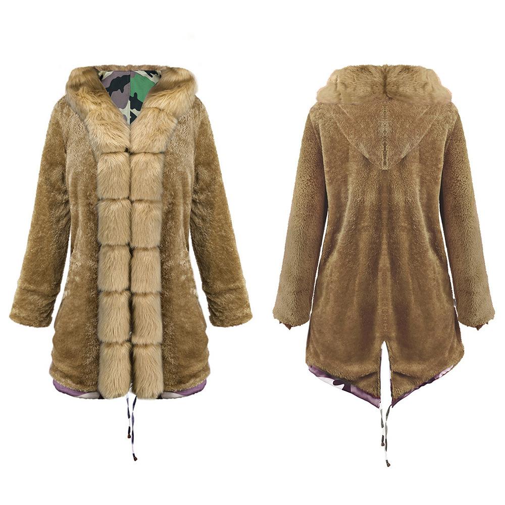 Autumn and winter coat camouflage plush fur collar warm coat jacket