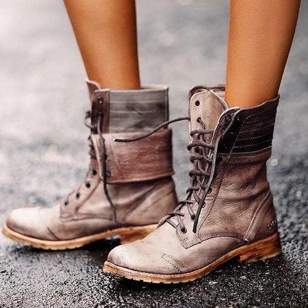 Winter Fashion Round Head Low Heel Cross Strap Women's Martin Boots