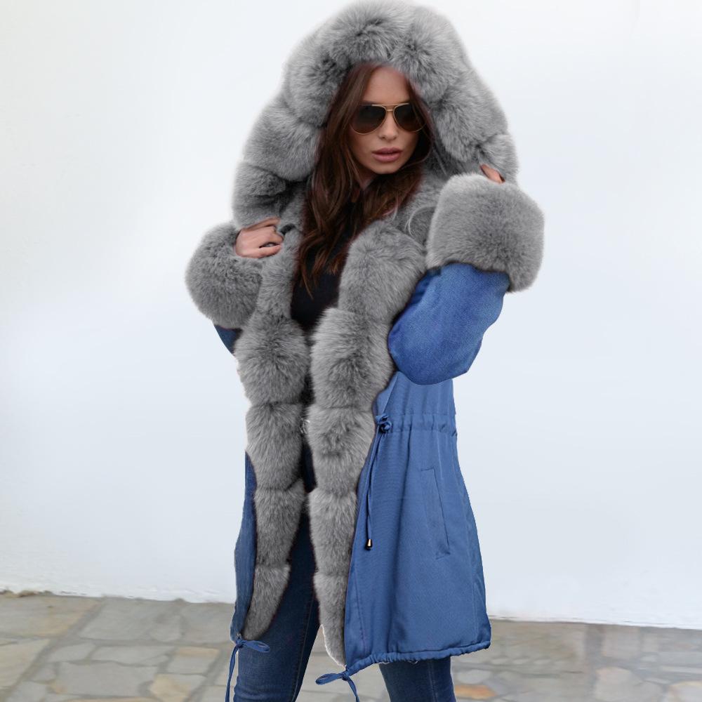 Autumn and winter coat camouflage plush fur collar warm coat jacket