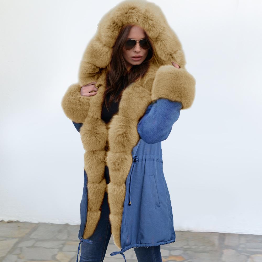 Autumn and winter coat camouflage plush fur collar warm coat jacket