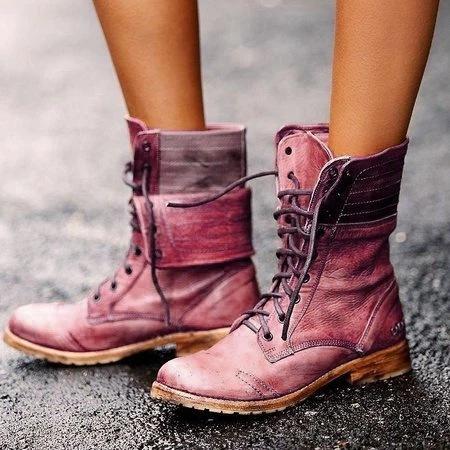 Winter Fashion Round Head Low Heel Cross Strap Women's Martin Boots