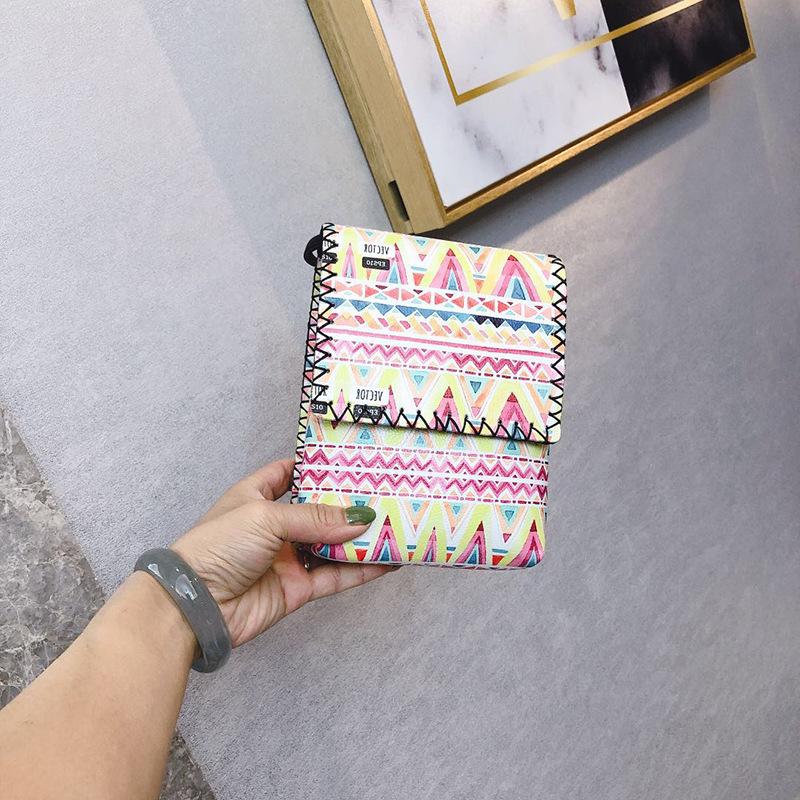 Women's Shoulder  Retro National Style Widened and Slanted Mobile Phone Double-layer Manual Bag