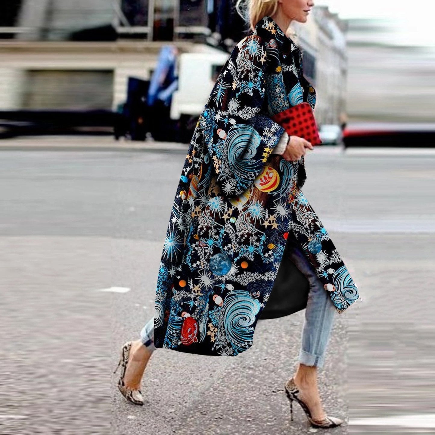 Fashion Star Print Long sleeve Coat