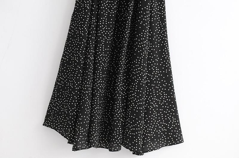 VINTAGE DOT BACKLESS V-NECK MAXI DRESS