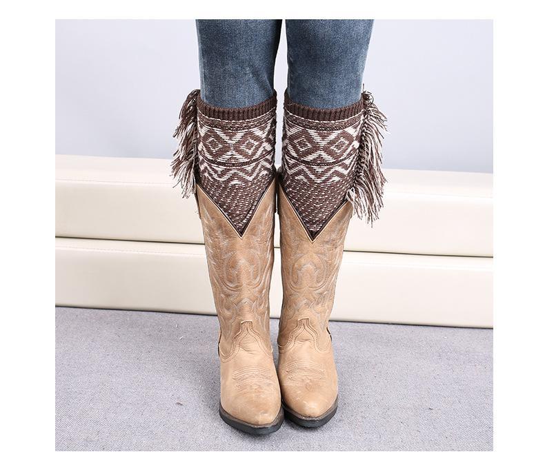 Leg warmers knit imitation wool boots wool leggings short paragraph introverted solid color feather yarn socks - 2