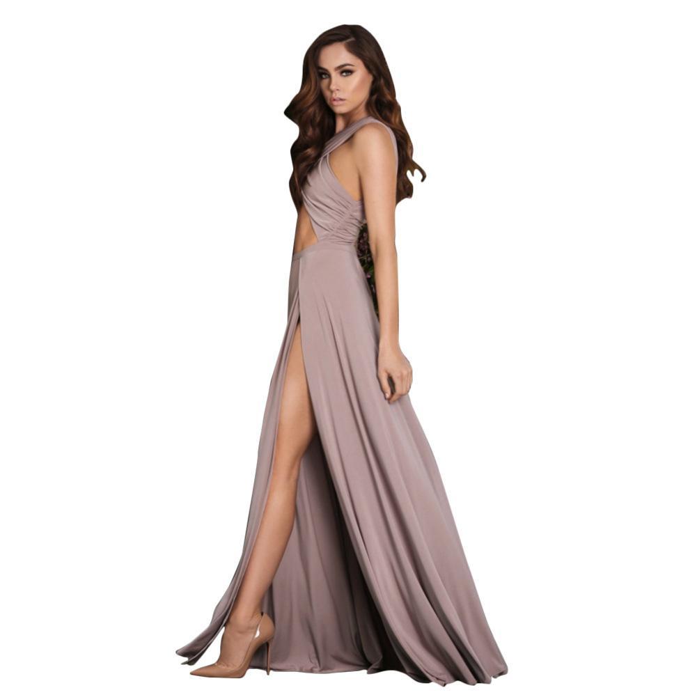 Irregular Sexy solid color irregular ruffled dress sexy evening dress 2 colors