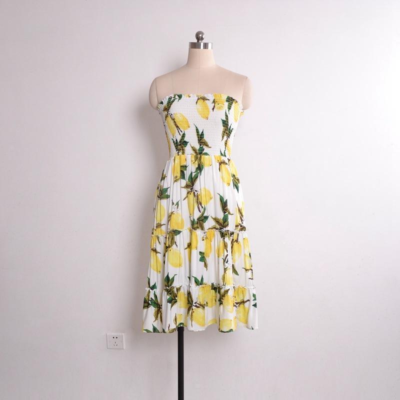 Sexy Printed Strapless Backless Beach Dress