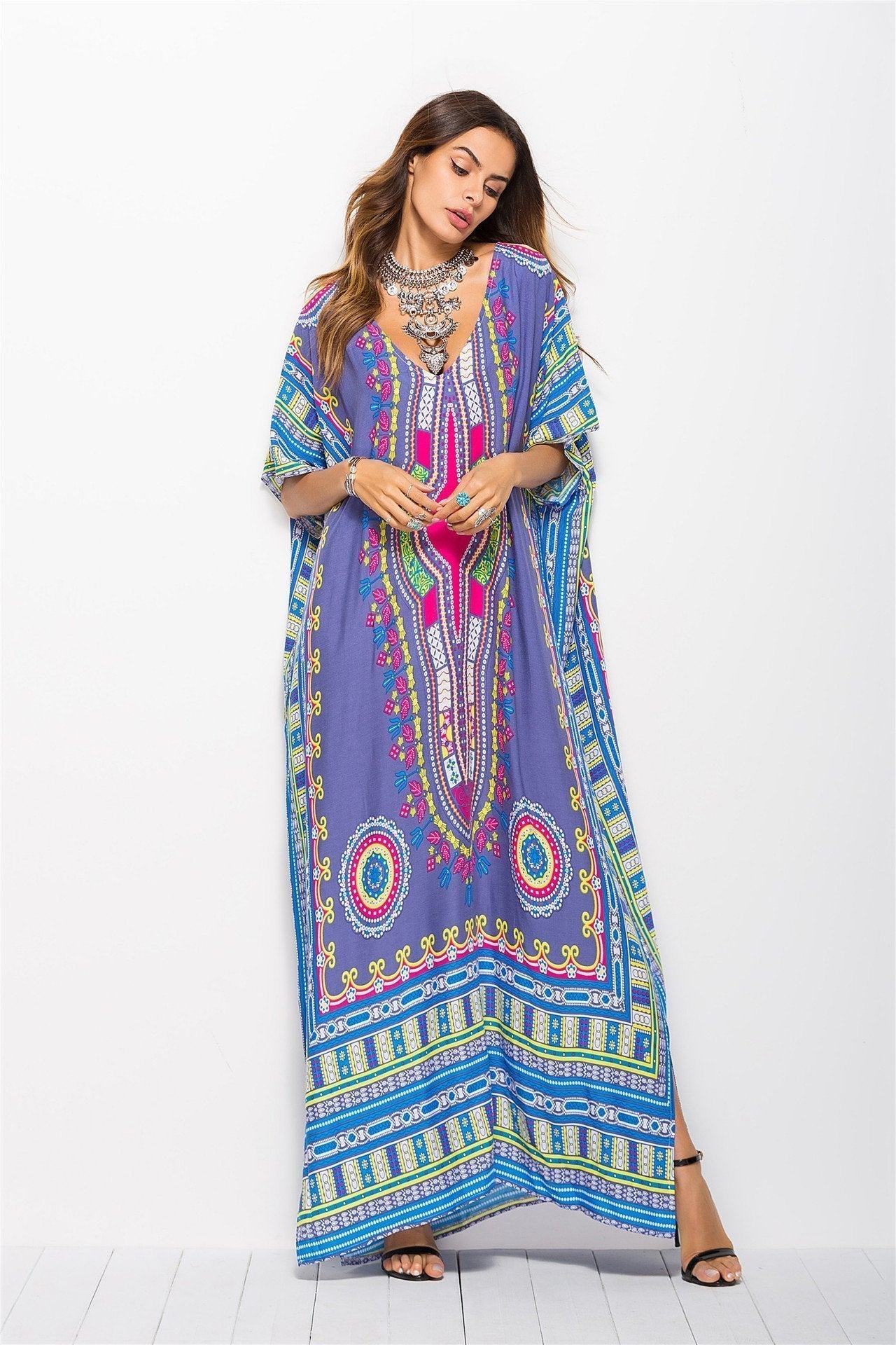 Fashion Floral Loose Beach Kaftan Dress