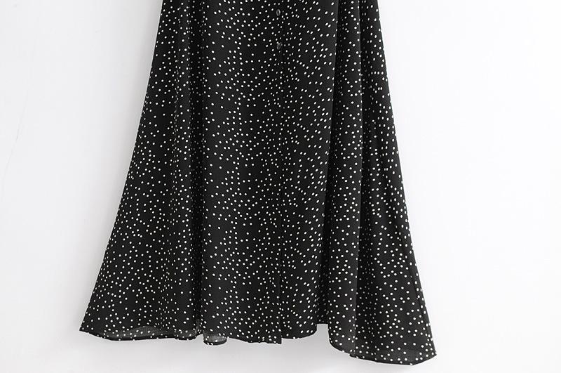 VINTAGE DOT BACKLESS V-NECK MAXI DRESS