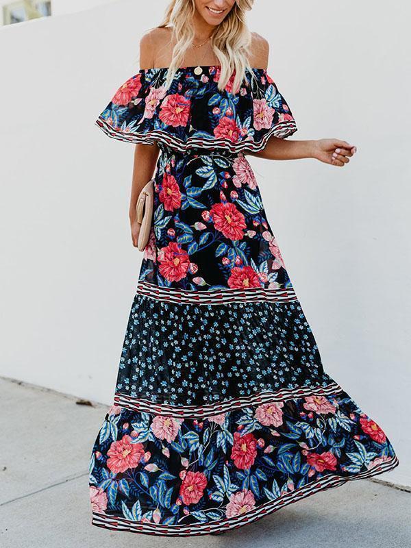 Floral Off Shoulder Beach Maxi Dress