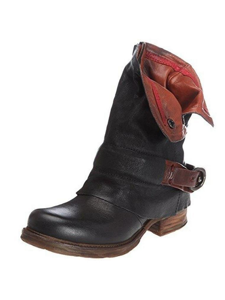 British Retro Flat Martin Boots Female Belt Buckle Cuffed Two Wear Boots