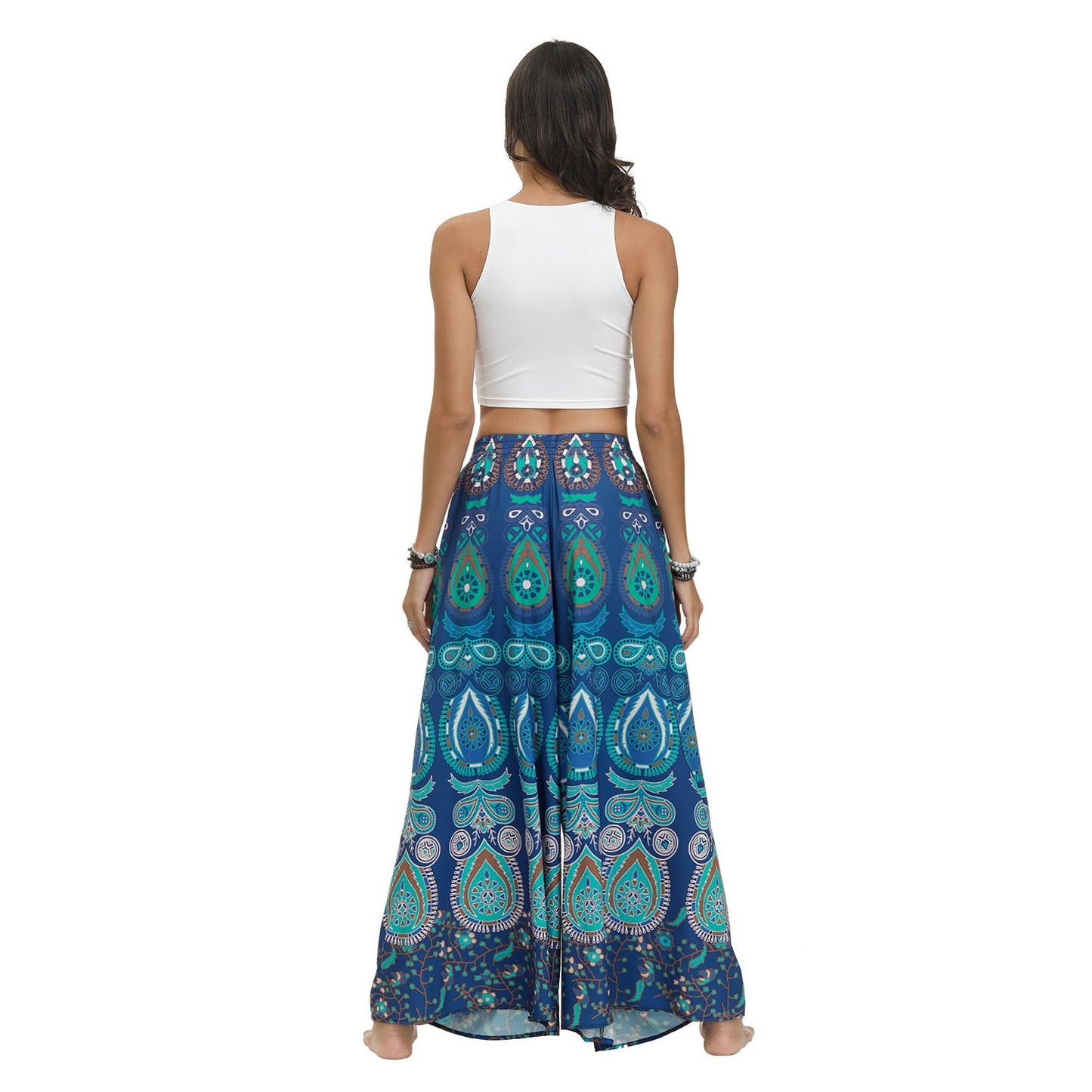 New Ethnic Style Casual All-match Wide-leg Pants with Waist Loose Pants