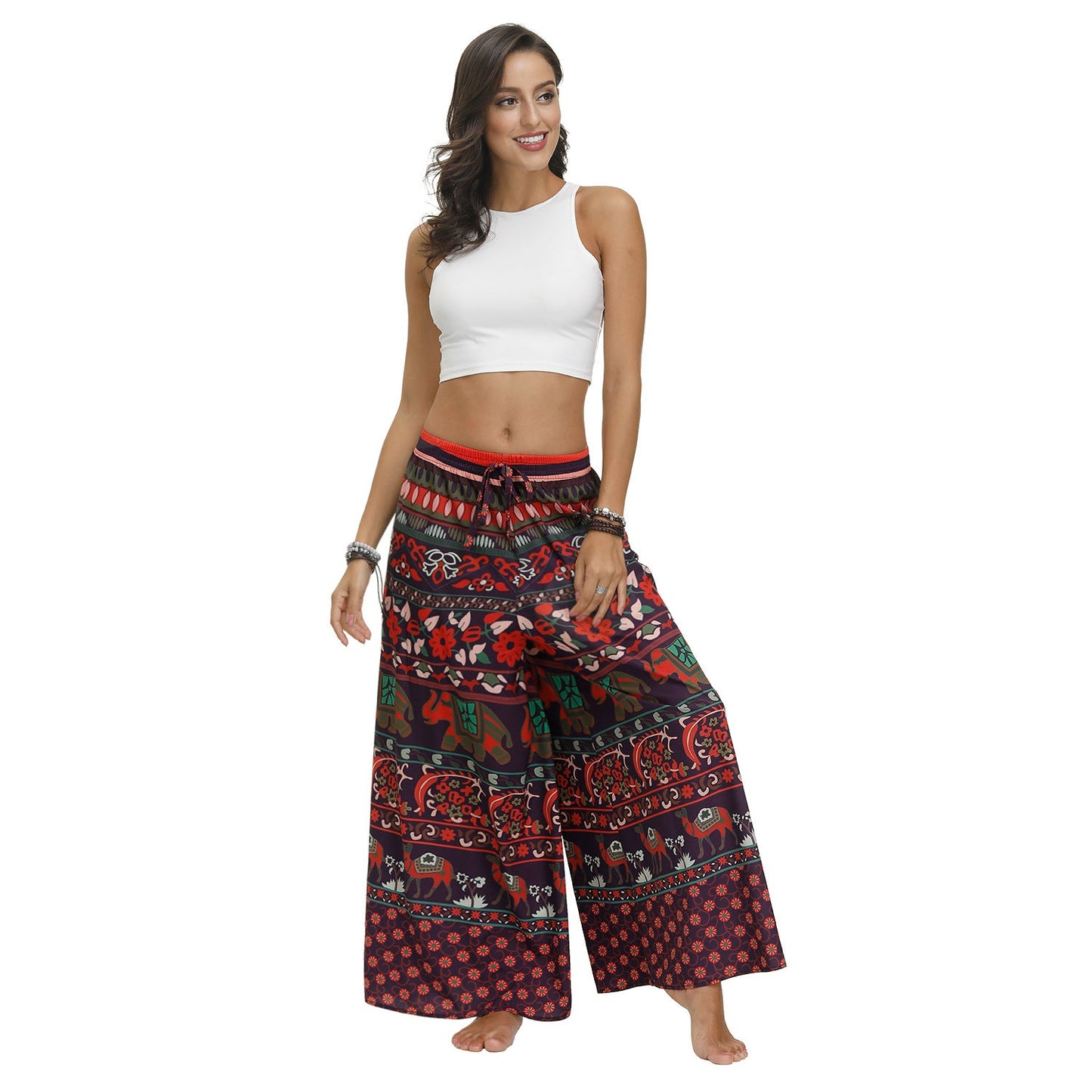 Bohemian Print Ethnic Loose Wide-leg Pants