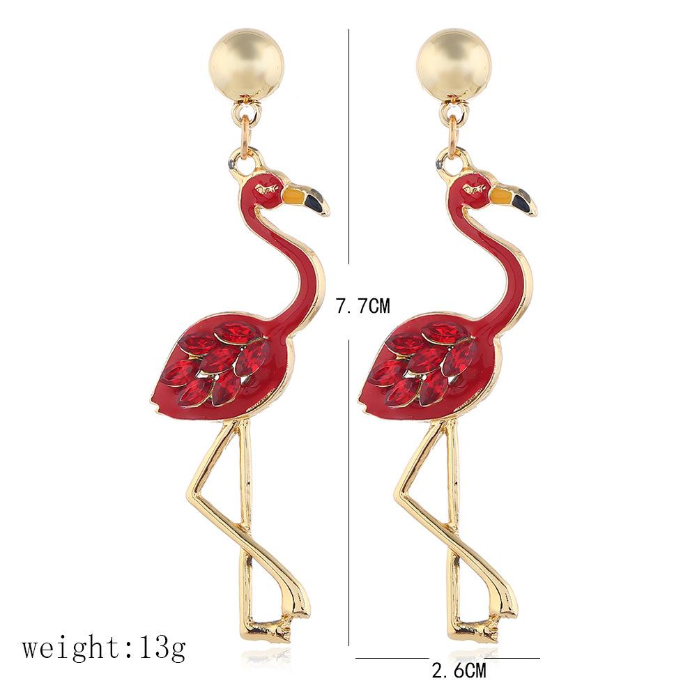 Hot new long tassel flamingo ladies Christmas earrings