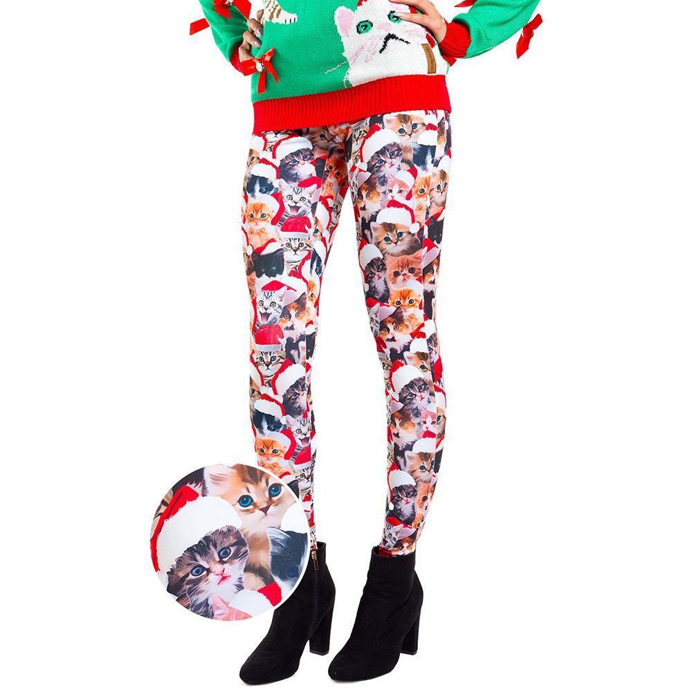 Autumn winter new dress Christmas dress print slim leggings