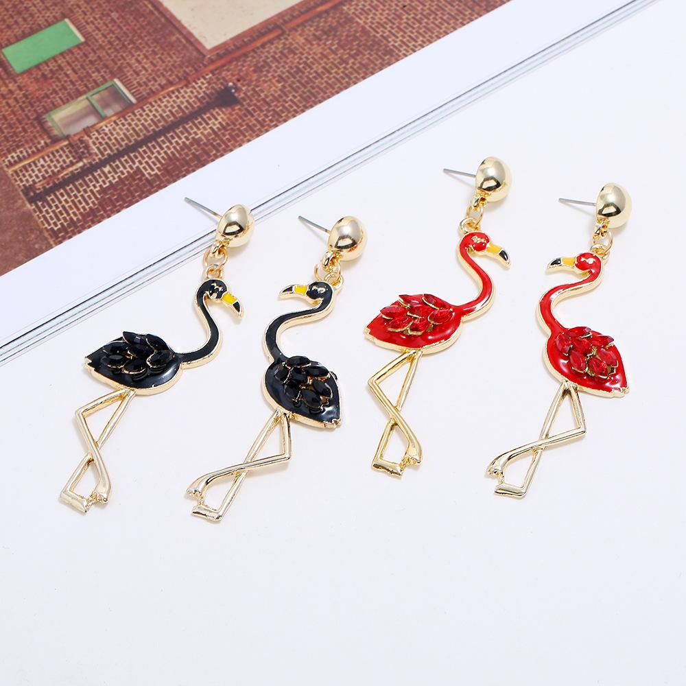 Hot new long tassel flamingo ladies Christmas earrings