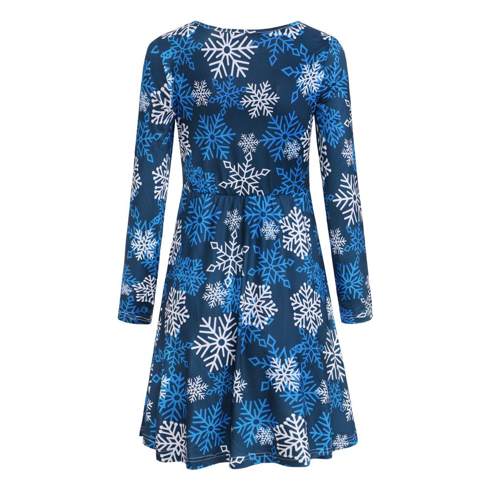 Autumn and winter new Christmas clothing print long-sleeved women's dress