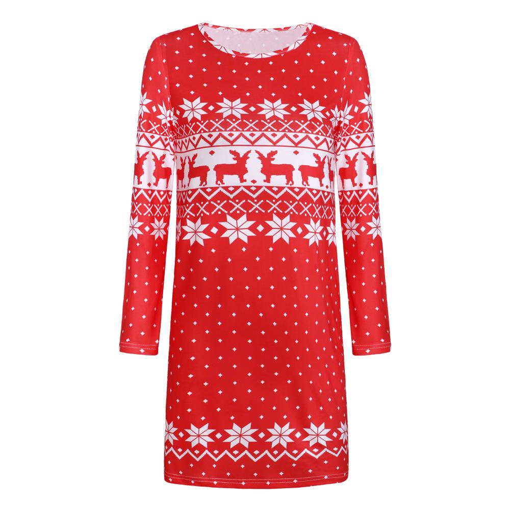 Autumn and winter new women's Christmas print long-sleeved dress