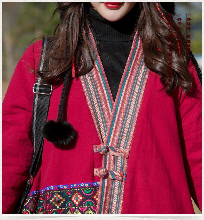 Winter ethnic wind oversize women's cotton-padded jackets