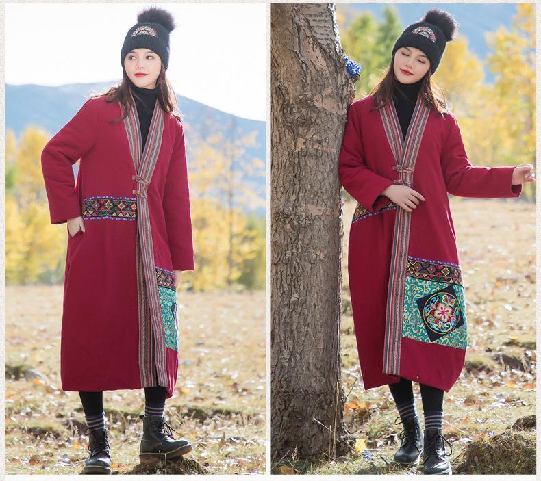 Winter ethnic wind oversize women's cotton-padded jackets