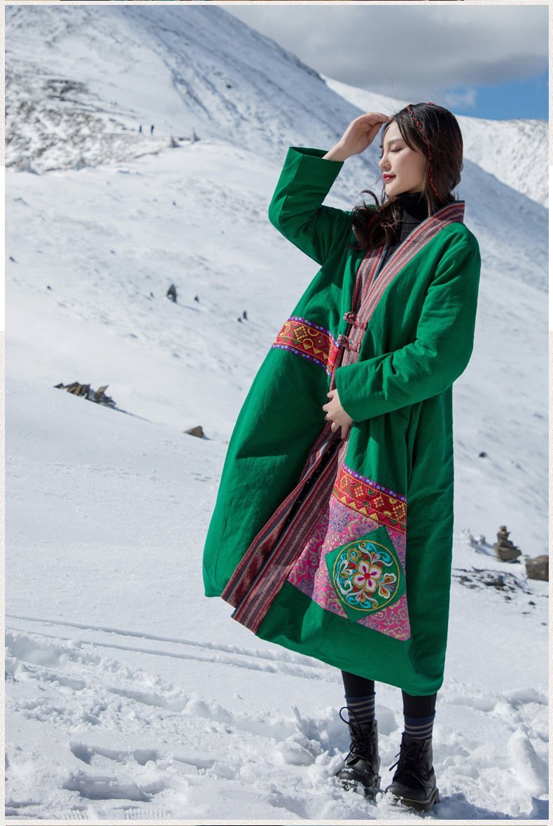 Winter ethnic wind oversize women's cotton-padded jackets