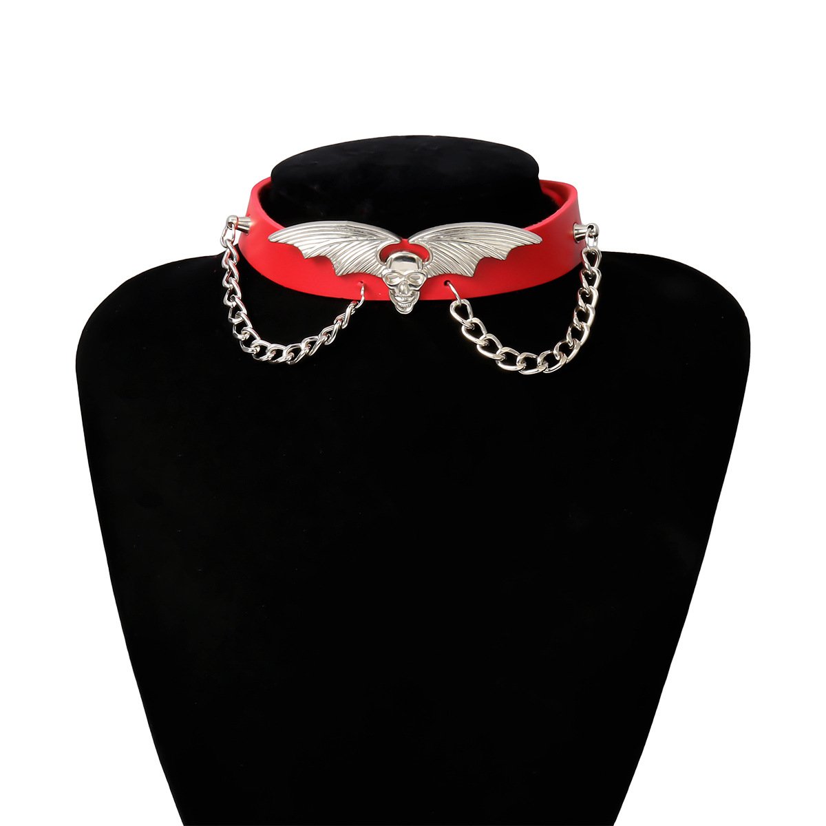 Exaggerated Retro Halloween Ornaments Female Personality Bat Skull Mix Punk Collar Halloween Necklace