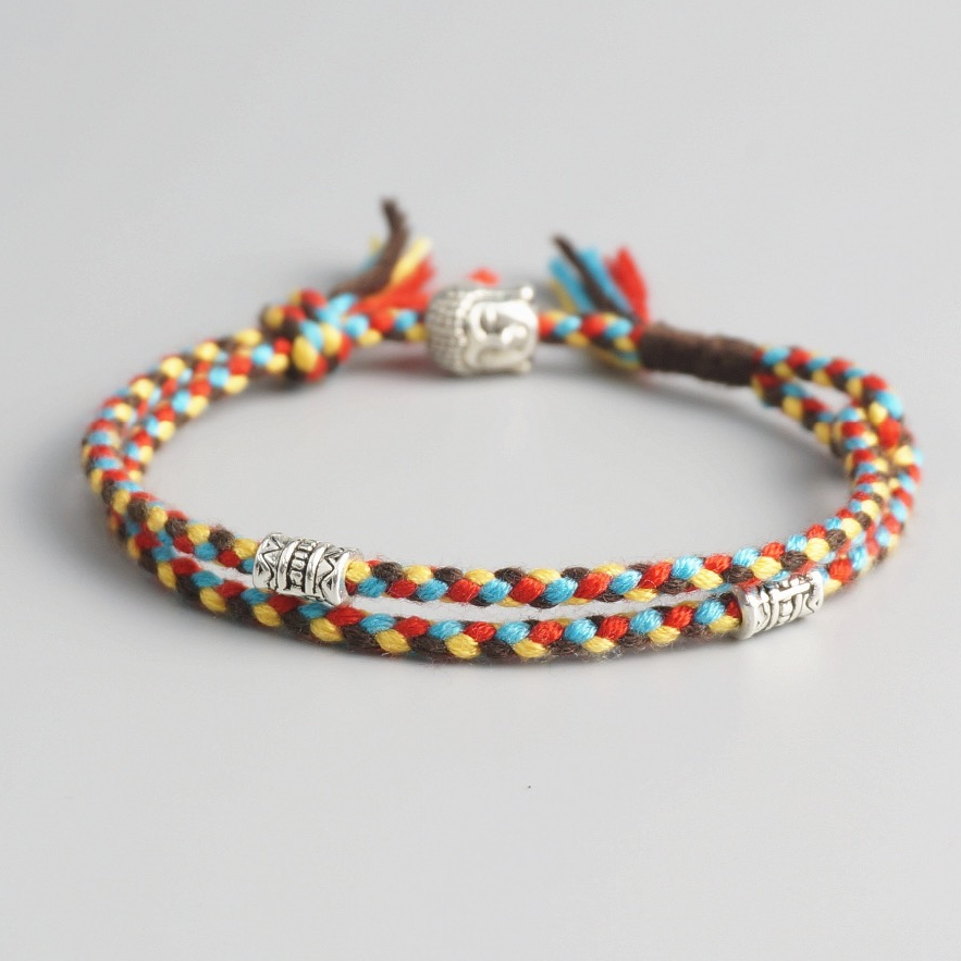 Tibetan Buddhist Lucky Woven Amulet Tibet Cord Bracelets & Bangles For Women Men Handmade Rope Buddha Anklet Bracelet