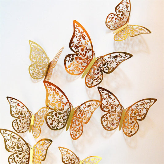 12Pcs 4D Hollow Vlinder Muur Sticker Diy Home Decoratie Muurstickers Bruiloft Bruiloft Decors Vlinder Kinderkamer Decors