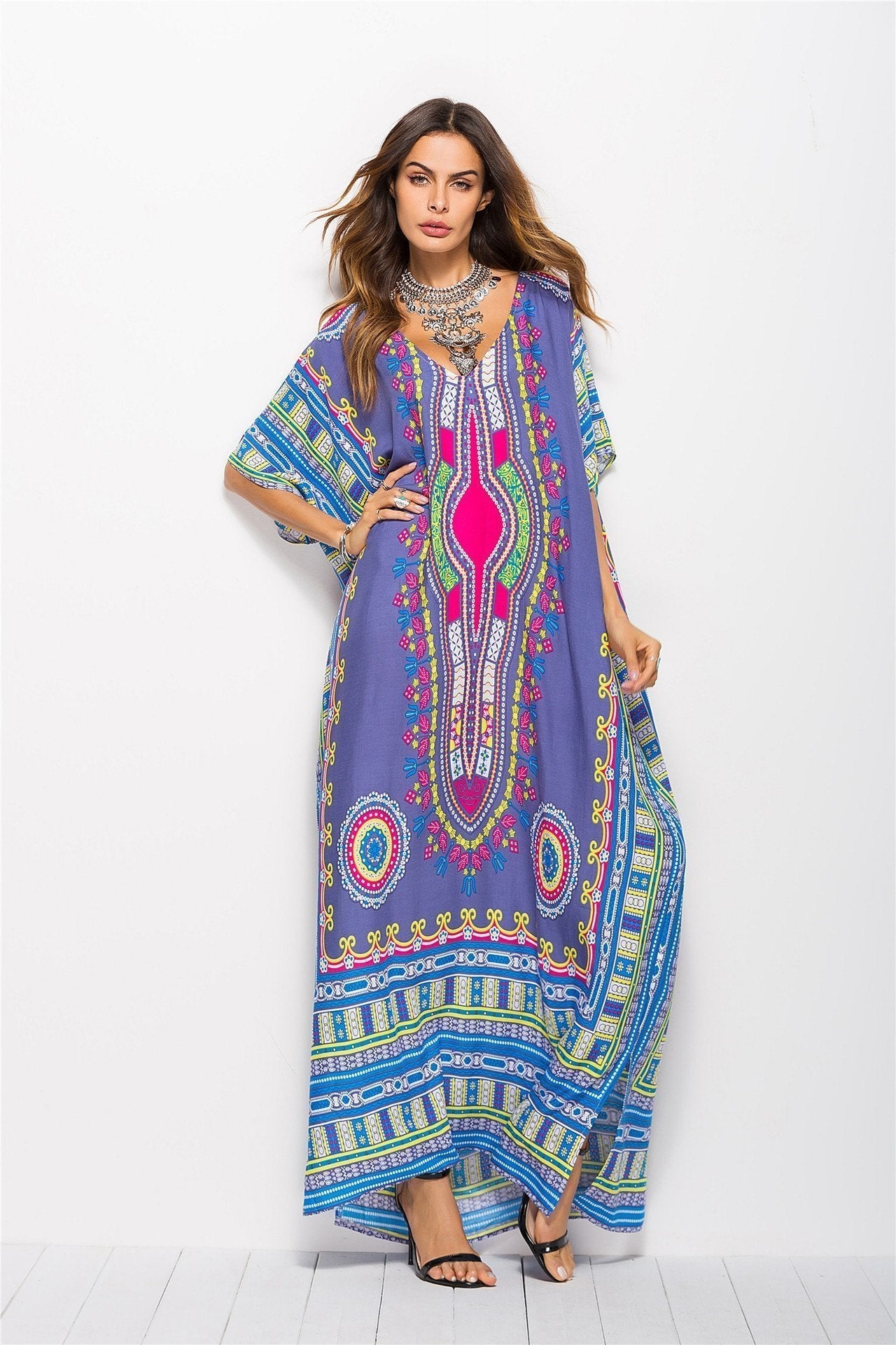 Fashion Floral Loose Beach Kaftan Dress