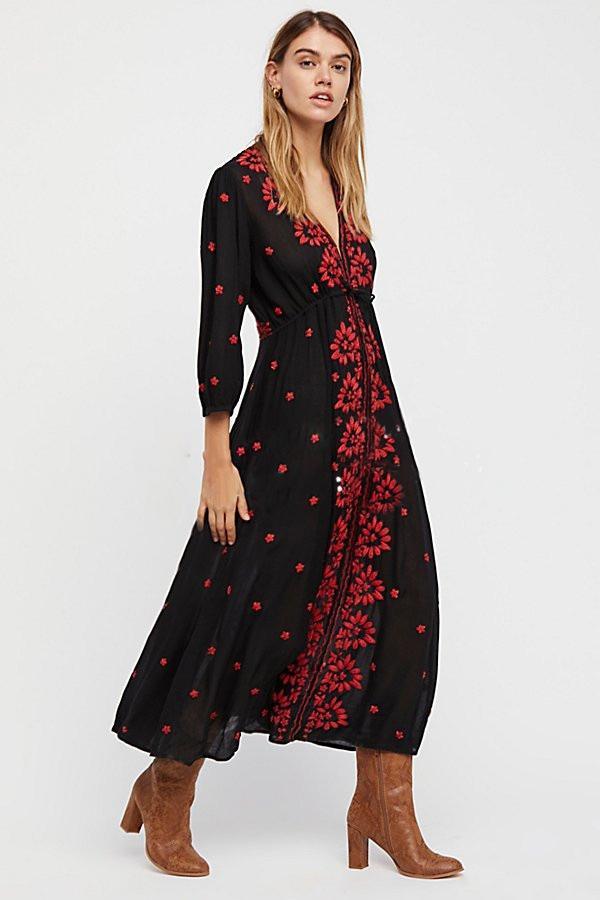 2018 new arrival Bohemian choke chili small sleeves in the long section of the dress