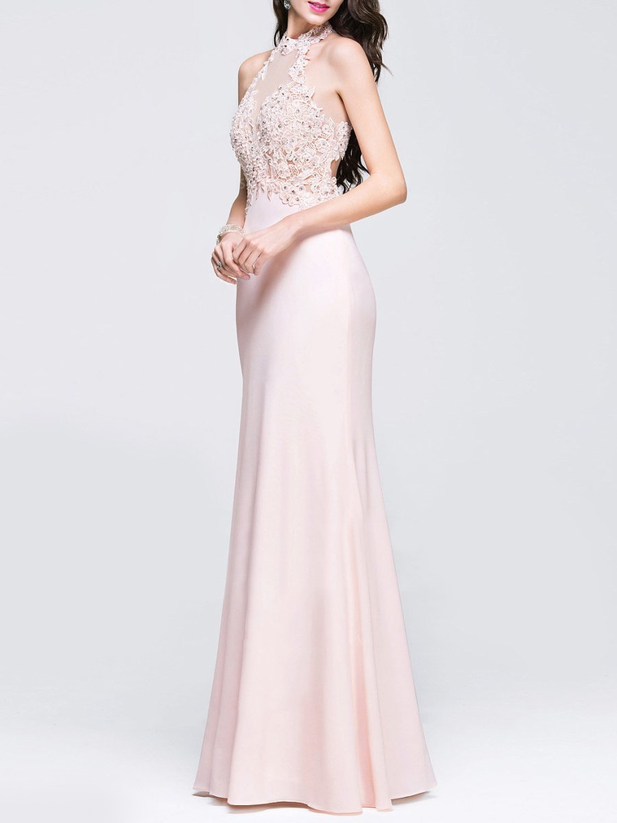 Halter Lace Evening Dress