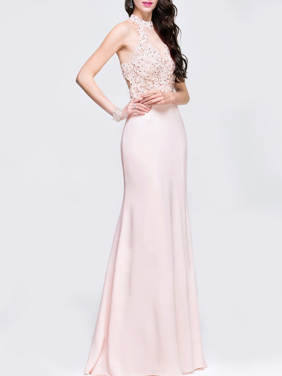 Halter Lace Evening Dress