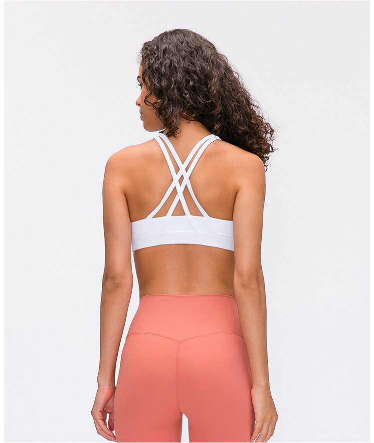 In Spring The New Sports Bra Women's Cross-beautiful Back Gathers and Runs Yoga Fitness Bra