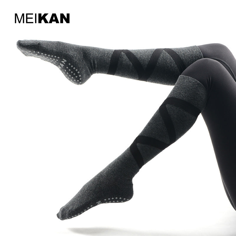 Autumn and winter long tube Fitness Yoga socks female high micro pressure anti slip bandage dance floor socks