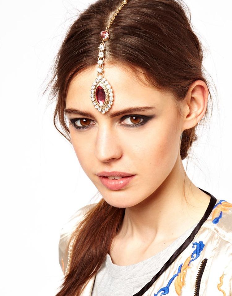 Forehead Gemstone Hairpin Headwear Accessories