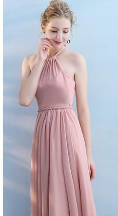 Pink Lace Bridesmaid Dress Graduation Party Evening Dress  Maxi Dress