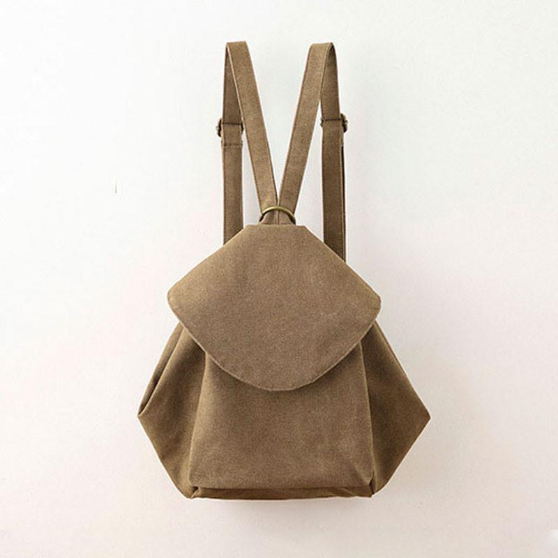 Women Casual Canvas Backpack Literature Zipper Shoulder Bag