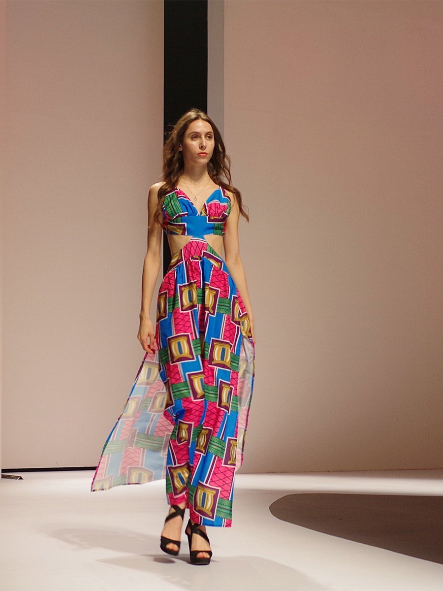 Print Spaghetti Strap Backless Split Maxi Dress