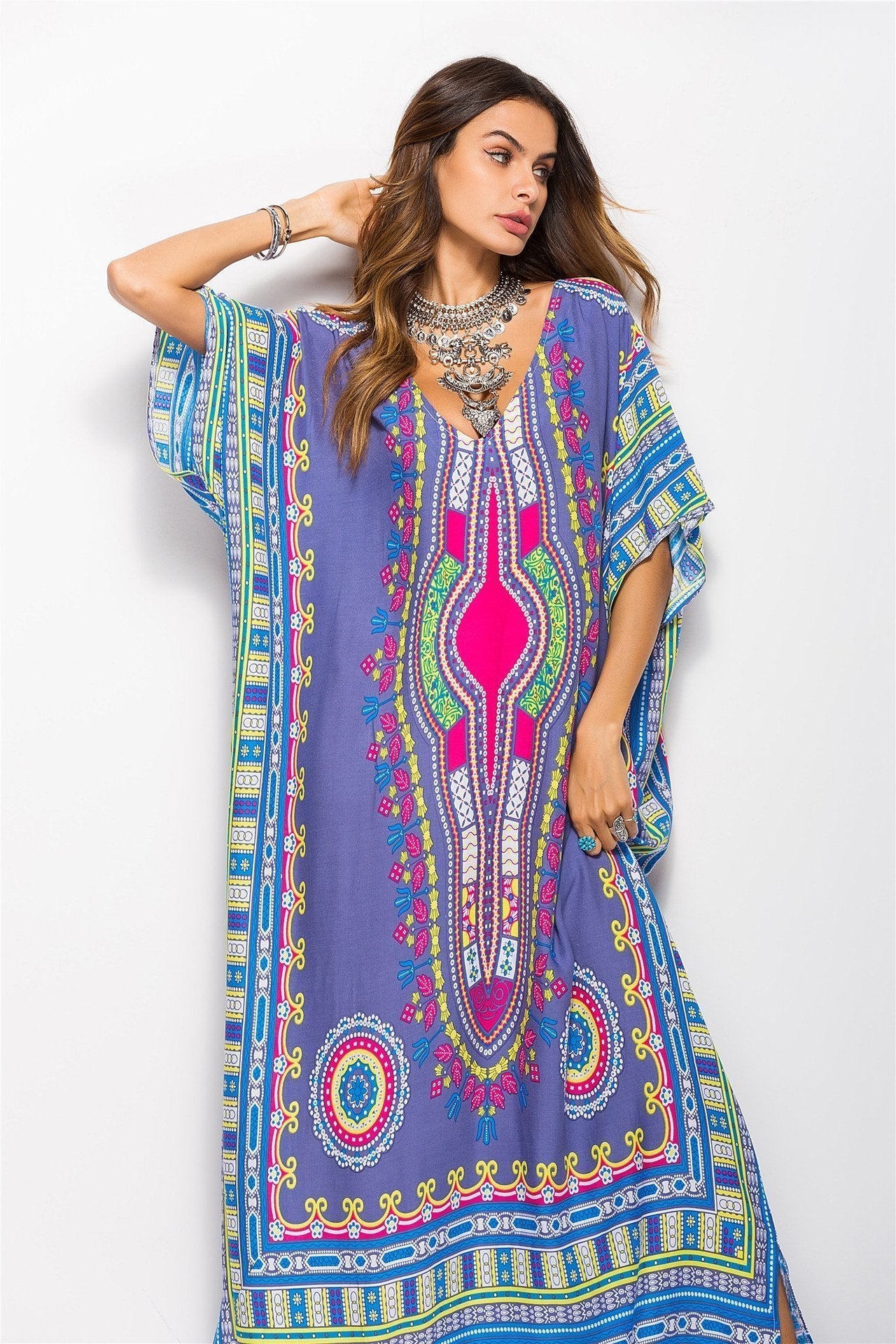 Fashion Floral Loose Beach Kaftan Dress