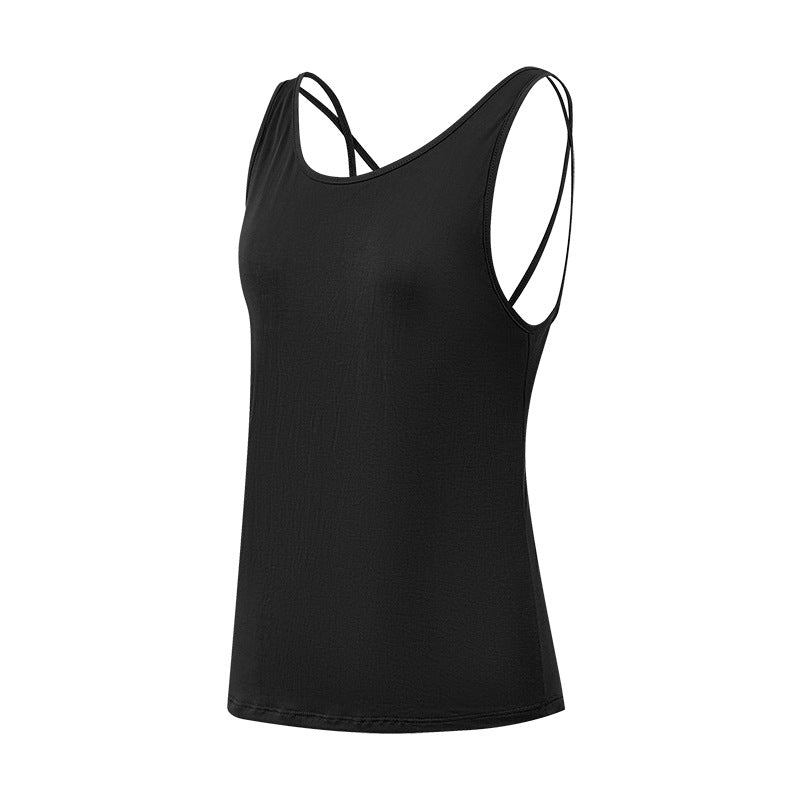 Back hollow thin belt female top yoga fitness vest female sling dry breathable hoodie loose thin