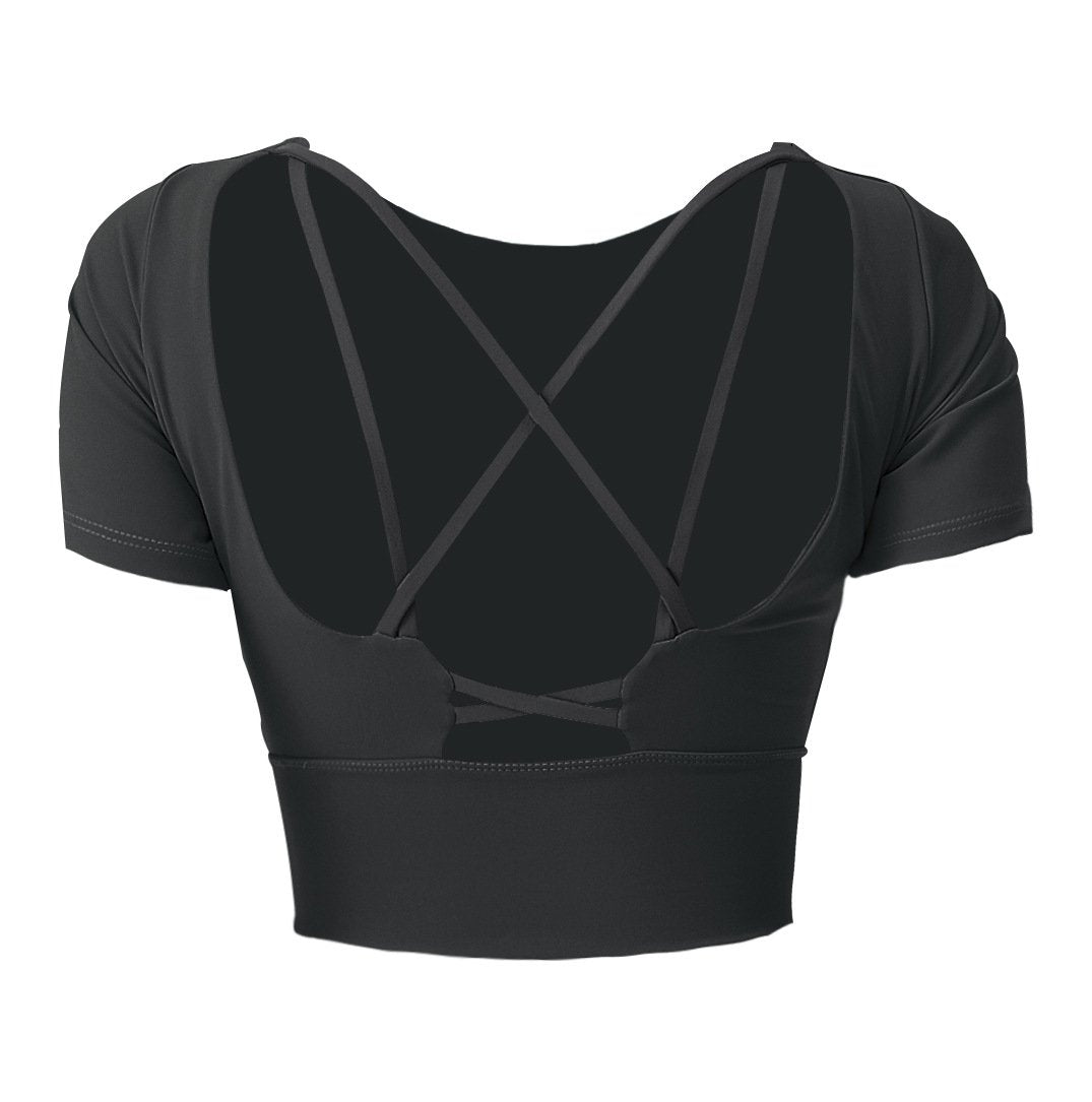 Short-sleeved T-shirt with breast pad and beautiful back, women's yoga clothes, naked sports tops and women's fitness clothes