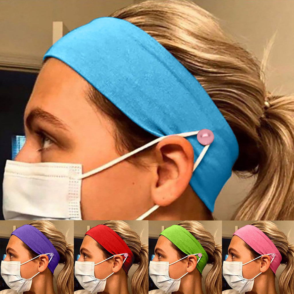 Solid Color Button Mask Hair Band Anti-strangulation Cotton Elastic Yoga Fitness for Men and Women Sports Wash Hair Accessories Can Be Customized