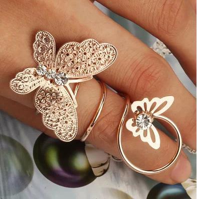 Gold Silver Sweet Butterfly Spring Ring