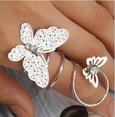 Gold Silver Sweet Butterfly Spring Ring