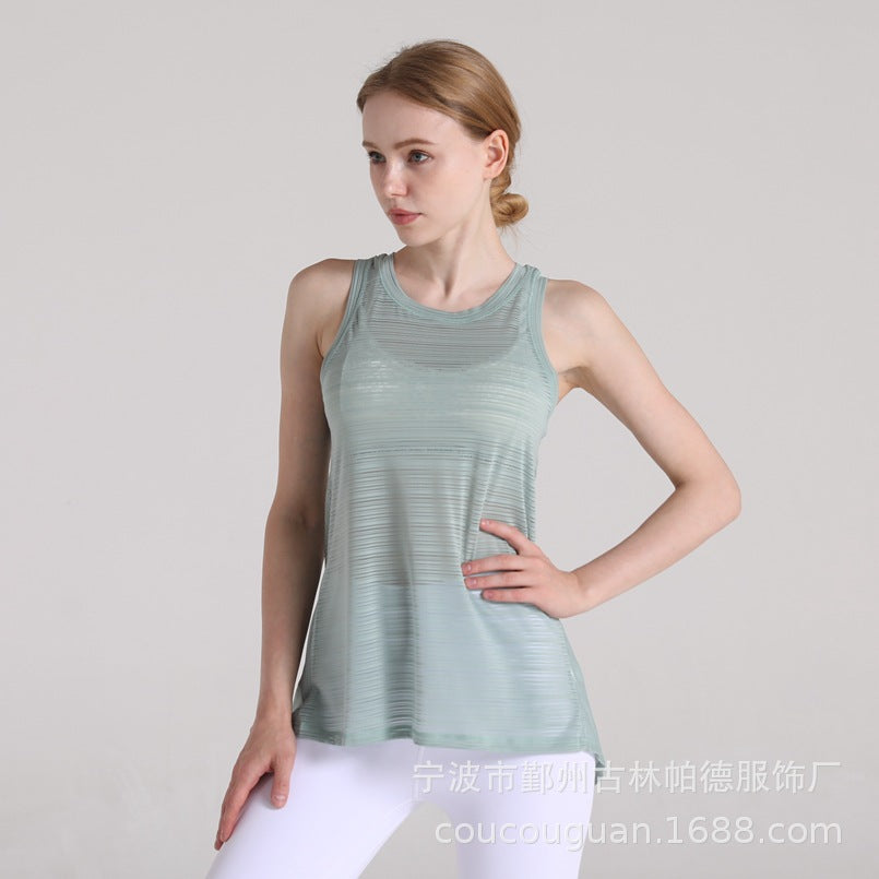 Yoga vest women's T-shirt running fitness fashion bandage blouse quick-drying breathable loose short sleeve ultra-thin