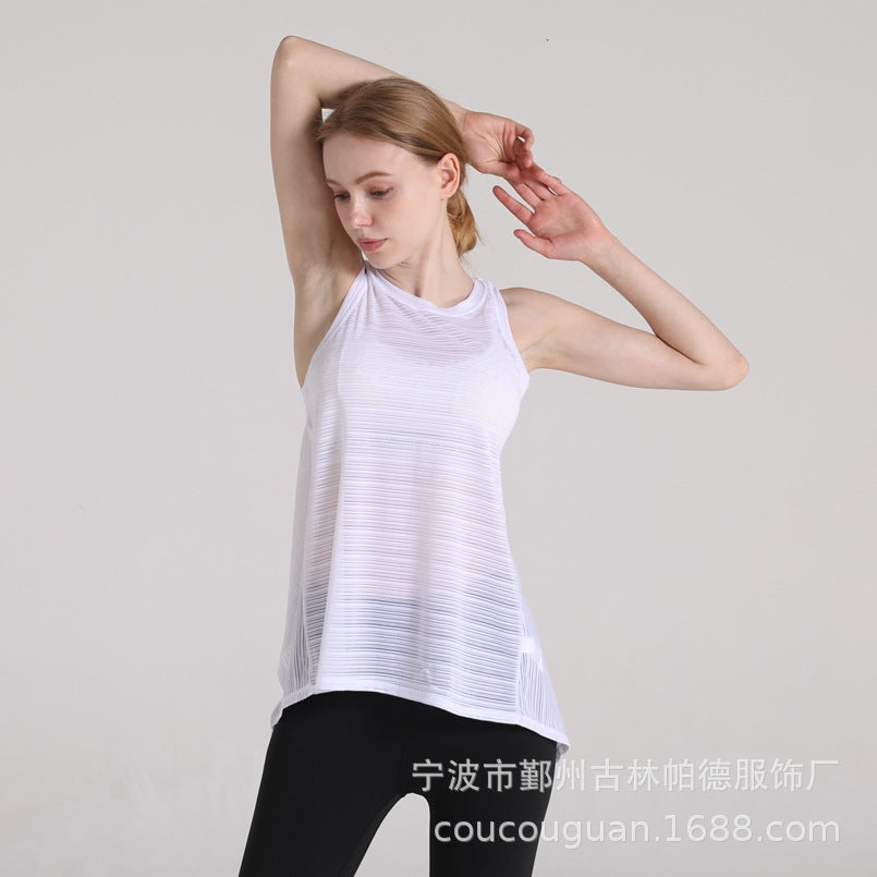 Yoga vest women's T-shirt running fitness fashion bandage blouse quick-drying breathable loose short sleeve ultra-thin