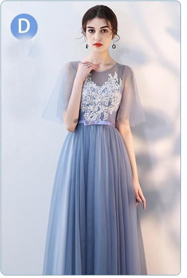 Gray Lace Graduation Bridesmaid  Party Evening Dress